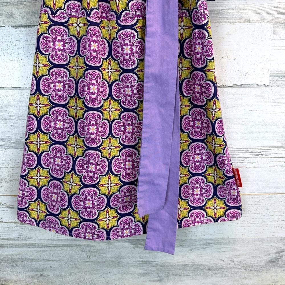 Tiny Modernist Purple Floral Bow Dress 4T Cottagecore Whimsical Boho Boutique - Picture 8 of 12